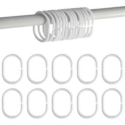 Armo® 24 x Plastic C Shaped Shower Curtain Hooks White Bathroom Rod Shower Hooks Rings 24 Pack