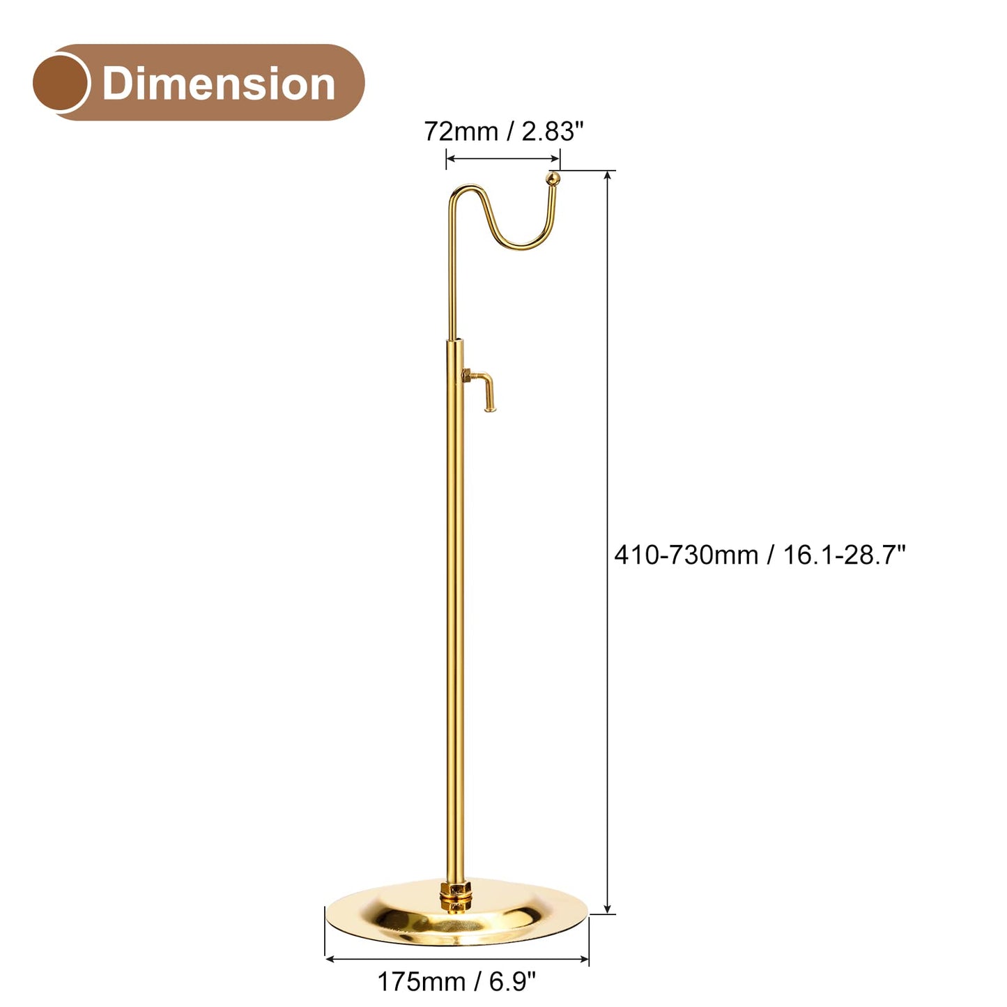 sourcing map Purse Display Stand Adjustable Tabletop Single Hook Handbag Rack Stainless Steel Bag Holder for Retail Boutique Store - Gold
