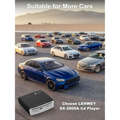 External Universal CD Player for Car - LEHWEY Portable CD Player with Extra USB Extension Cable, Plugs into Car USB Port, Laptop, TV, Mac, Computer, for Android 4.4 and Above Navigation