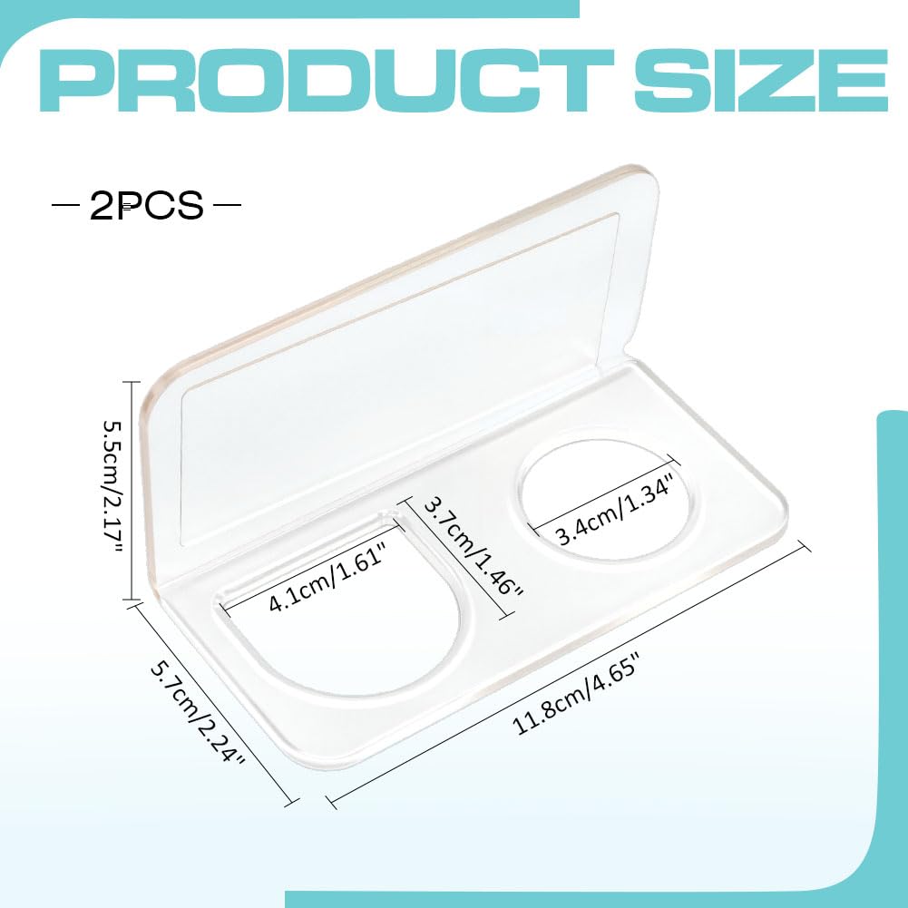 CRAFTYMELODY 2Pcs Acrylic Hair Brush Holder 2-Slot Rectangle Wall Mounted Comb Organizer Holder for Bathroom with Adhesive Stickers Clear Hairbrush