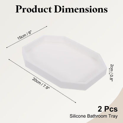 sourcing map 2Pcs Bathroom Vanity Tray, 7.9" x 6" Octagon Silicone Soap Dispenser Trays