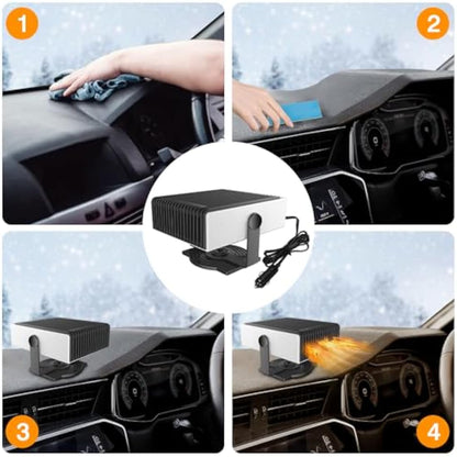 Baceyong 150W 12V Car Heater Fan, Portable Car Windscreen Demister Auto Heater 2 in 1 Car Defogger with Heating & Cooling Function Plug in Cigarette Lighter 180° Rotation with 3 Adjustment Switche