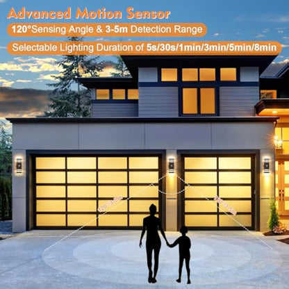 CELAVY Up Down Outside Lights with Motion Sensor, PIR Outdoor Wall Light Mains Powered, IP65 Square Front Door Porch Light Electric, Security LED External Exterior Lamp for House 2 Pack, Anthracite