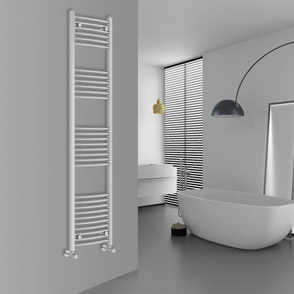 Warmehaus Modern Bathroom Heated Towel Rail 1800x400mm Curved Chrome