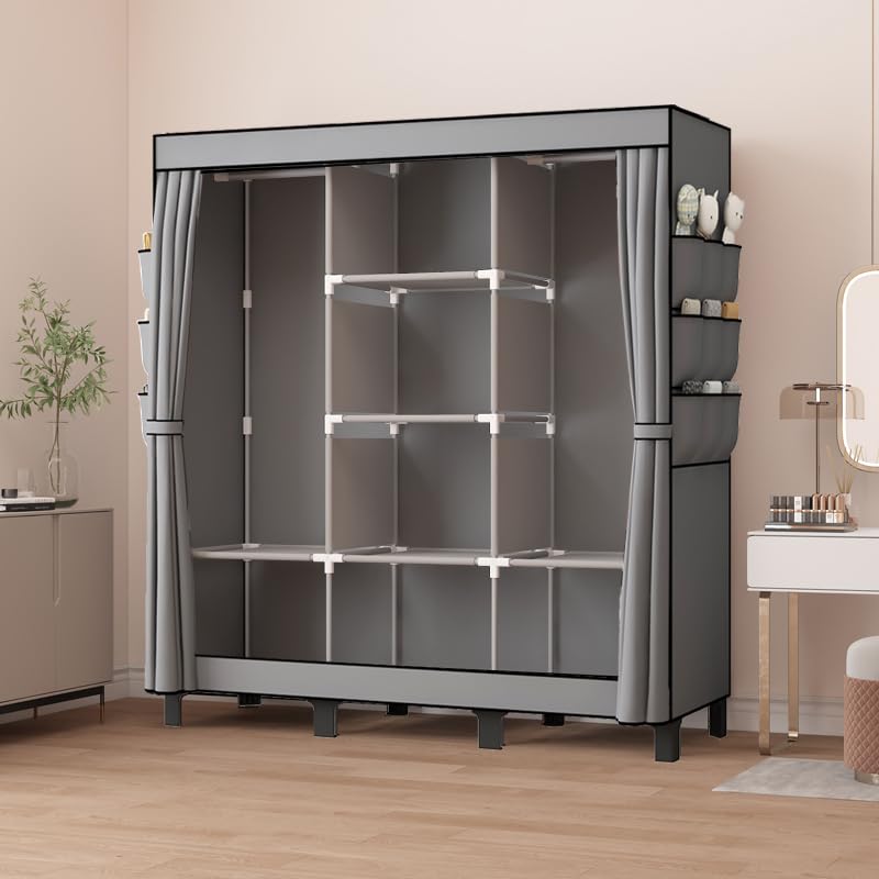 lishbie Portable Fabric Wardrobe,130x45x172cm Foldable Storage Closet