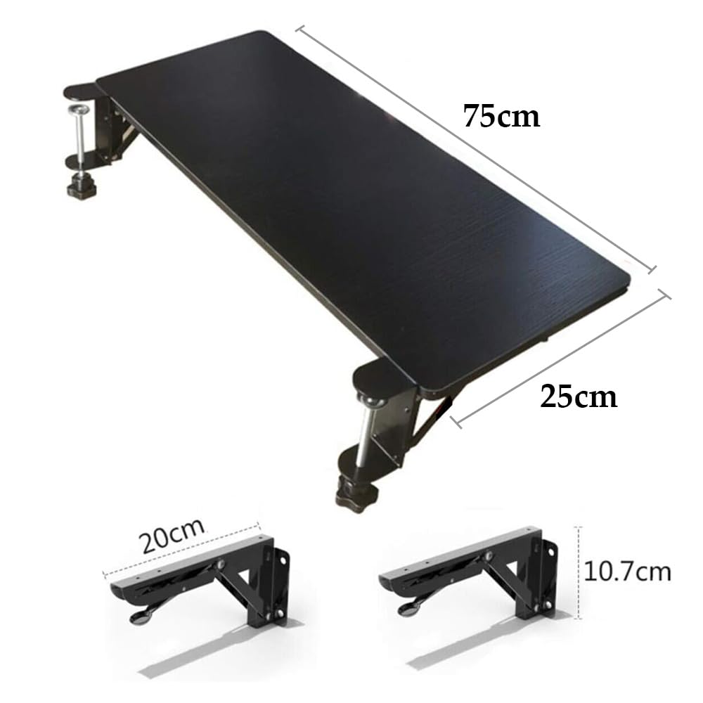 ybaymy Foldable Keyboard Tray 75 x 25Cm Desk Extender Tray Punch-Free Clamp on Ergonomic Mouse Keyboard Platform Extender, Computer Elbow Arm Support