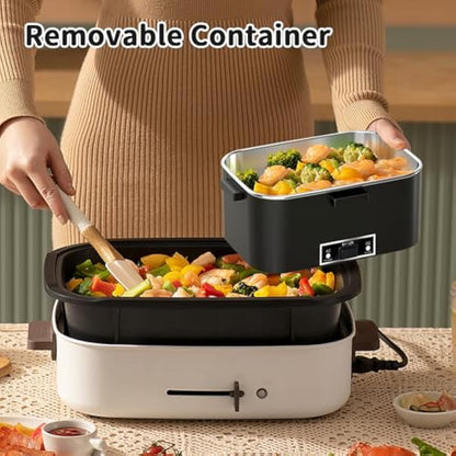 SOOOEC Electric Heated Lunch Box 100W - 3-in-1 1.8L Super Fast Portable Lunch Boxes Food Heater for Adults,12V/24V/110-220V Heating Lunch Box for Car Truck Office Home (Orange&Black)