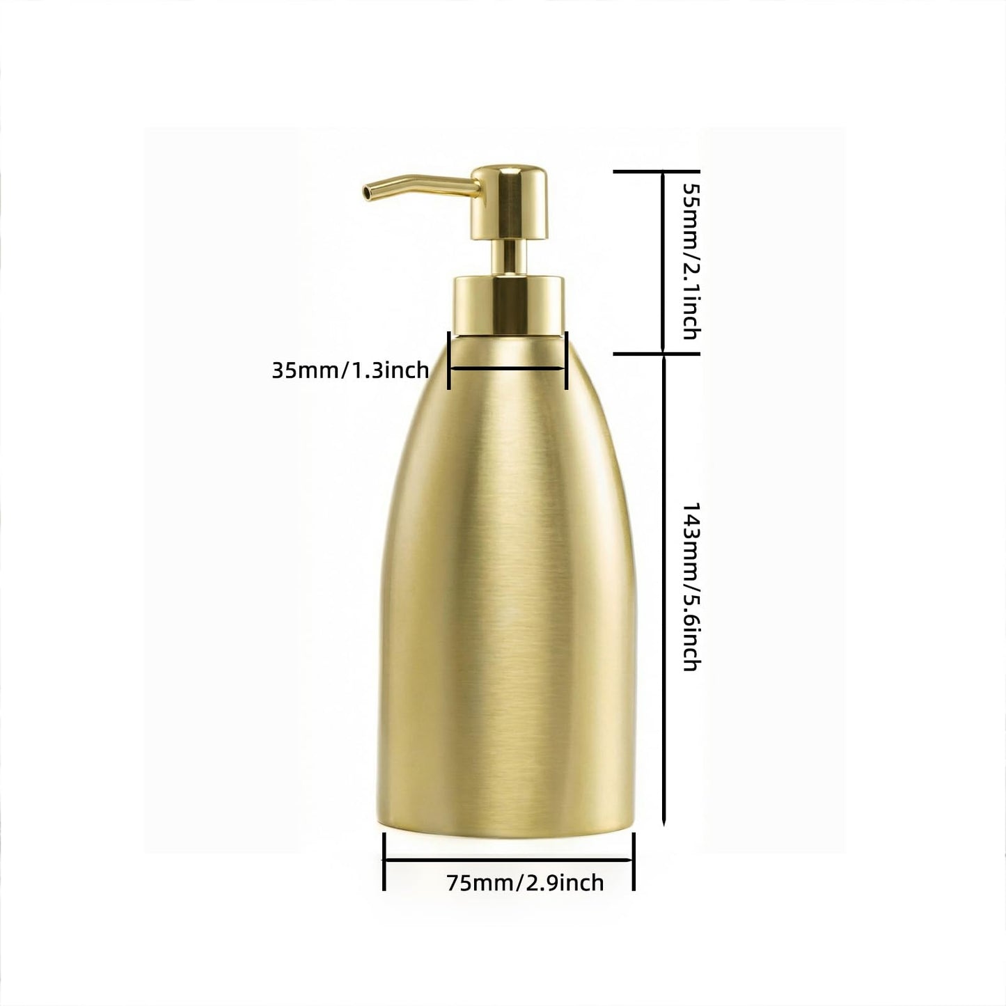 Emarful 304 Stainless Steel Soap Dispenser 16oz Rust-Proof Liquid Soap Pump Bottle for Kitchen or Bathroom Countertop Hand Dish Lotion Leak-Proof
