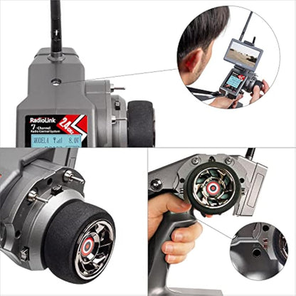 Radiolink RC6GS V3 7 Channels 2.4GHz RC Transmitter with 2 Pcs Gyro Receivers R7FG Kit for RC Car Crawler,30 Models Storage,2.4Ghz 600M Remote Controller Receiver for RC Truck Buggy Tank Drifting Boat