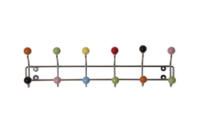ASPECT Deluxe Wall-Mounted Coat Hanger-12 Hooks, Chrome/Multi, 55x6x12cm, CR03MULTI
