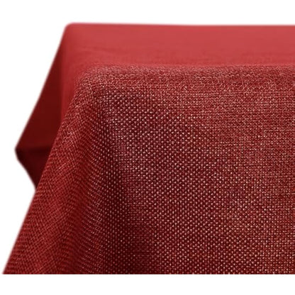 Deconovo Tablecloth 52x90in(132x229cm) Christmas Decorations Faux Linen Rectangle Water Resistant Table Cloth for Dinning Red