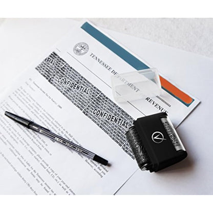 Vantamo Address Blocker Stamp for Hiding Sensitive Information, Wide Identity Theft Protection Roller Stamp with 3 Refills, Confidential Ink Roller for Personal Data Theft Prevention, Classy Black