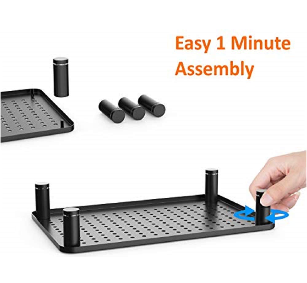 Husky Mounts Monitor Riser Laptop Stand, Adjustable Legs, Stackable, 14.5" x 9.25" x 3.25" Max Height, Matte Black Steel, 1 Stand