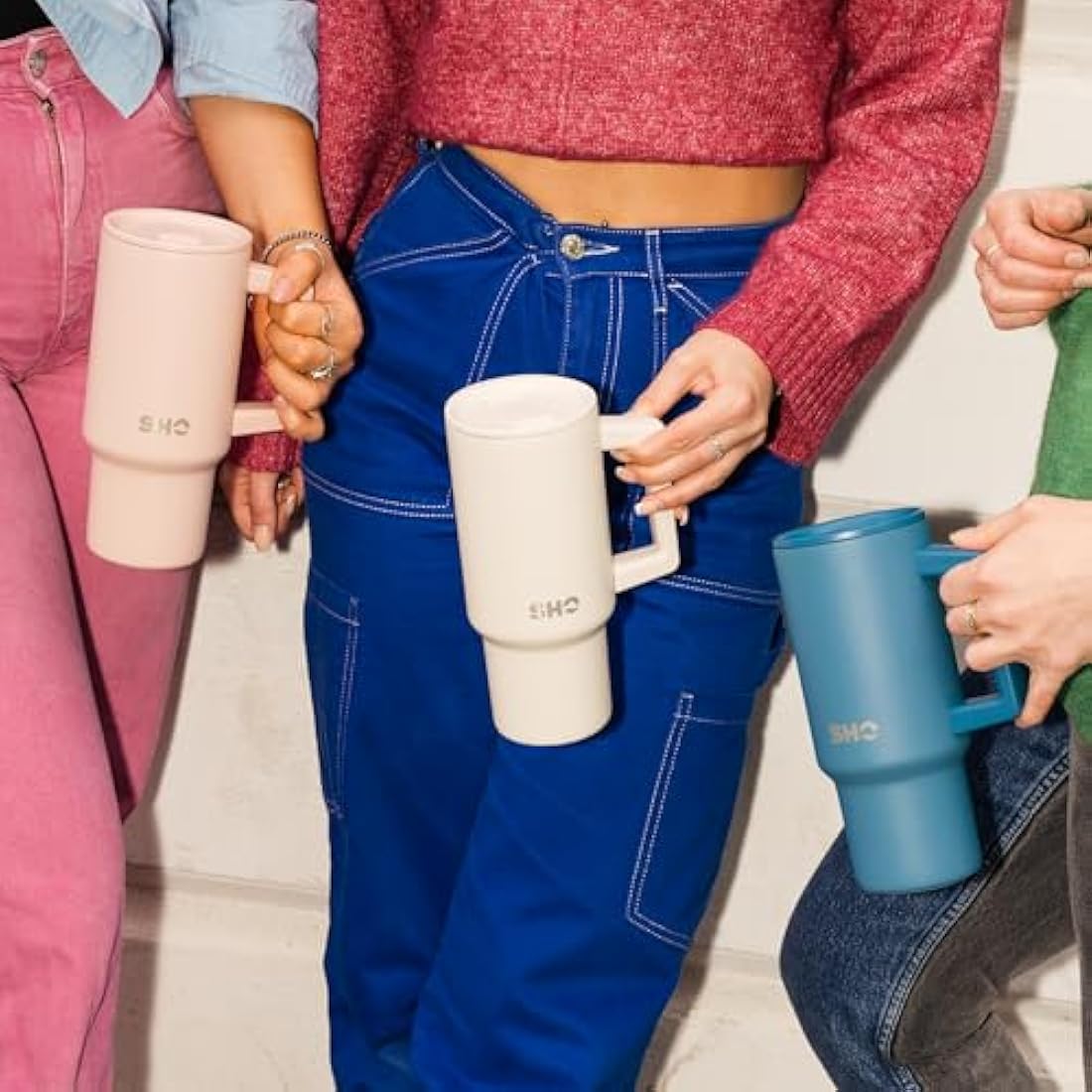 SHO XL Tumbler - Insulated Stainless Steel Reusable Water Bottle Iced Coffee Travel Mug with Handle, Straw Lid & Slider Lid - 900ml / 30 oz - Cold 24 Hours - Hot 12 Hours (Pale Lavender, 900ml)