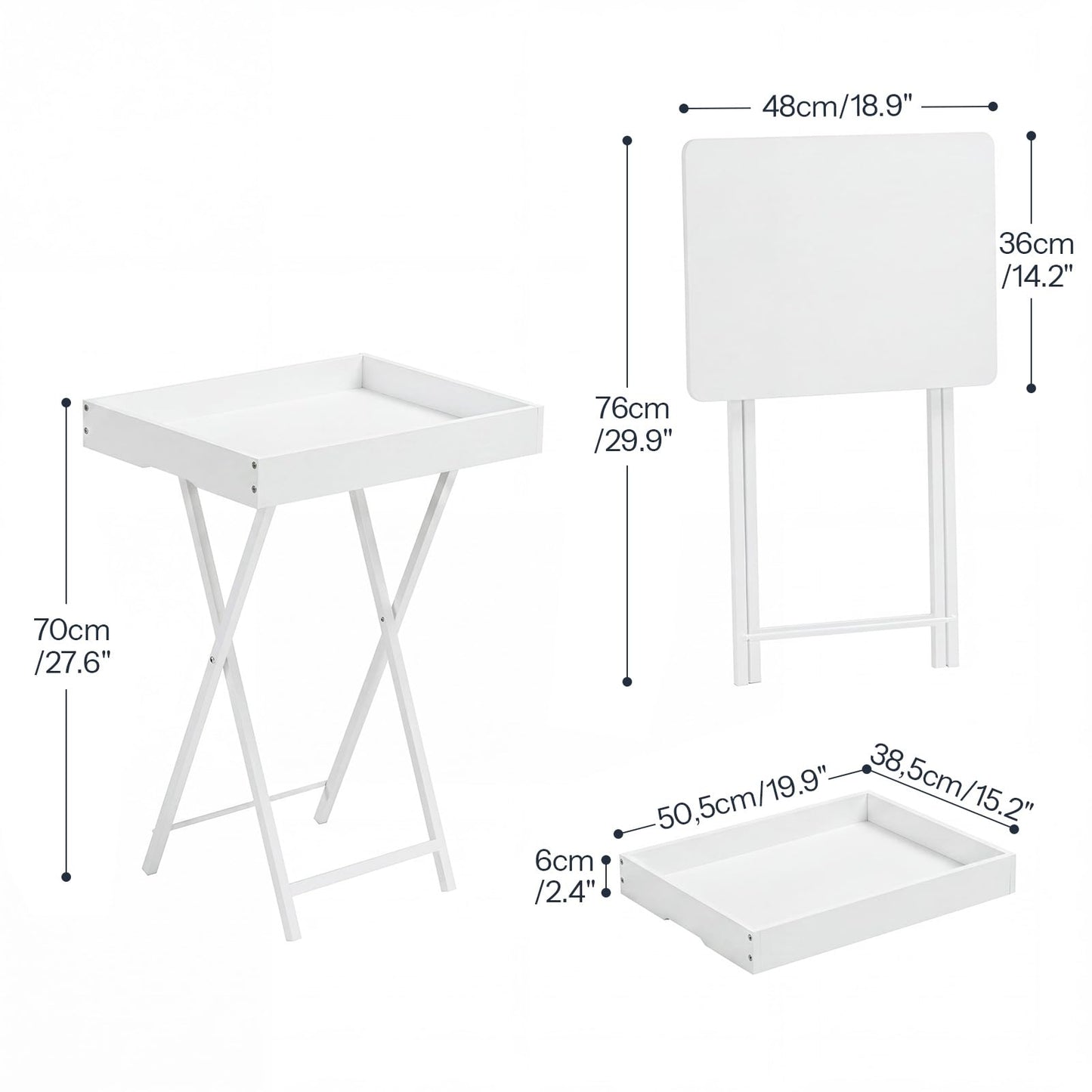 HOOBRO Folding TV Tray Table for Eating, Snack Dinner Side Table with Removable Serving Tray, Foldable Bedside Occasional Coffee Table