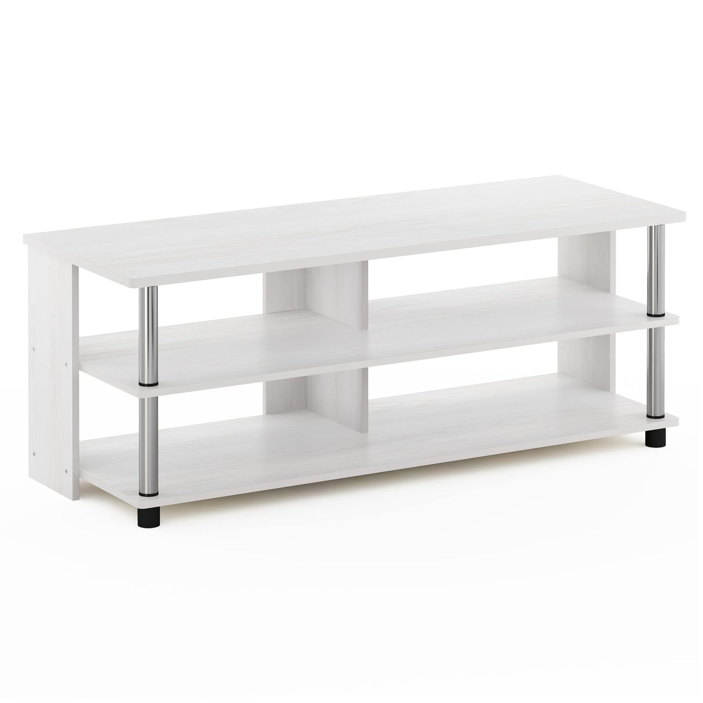Furinno SULLY TV Stand, 3-Tier Rectangular Entertainment Center with Open Shelf, TV Console for TV up to 48 Inch, Open Frame for Cable Management