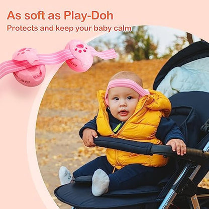 ZOHAN 001 Ear Defenders Baby 3-36 months Earmuffs Noise Cancelling Infant Adjustable Headband for Toddlers Comfort Headphones Against Hearing Damage, Reduction 23dB SNR for Festivals & Travel (Pink)