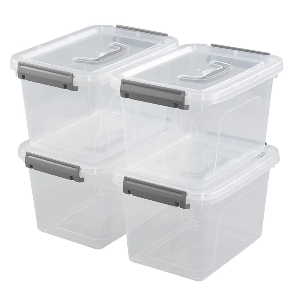 Dynko Plastic Storage Boxes, Clear Containers, Boxes with Lids Set of 4