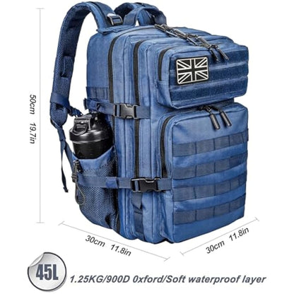 LHI Military Tactical Backpack for Men and Women 45L Large waterproof Rucksack for School, Hiking, Trekking, Hunting