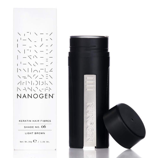 Nanogen Instant Thickening Hair Fibres Light Brown 30g- Natural Keratin fibers cover thinning hair and hair loss, extensions, alopecia, thicker,