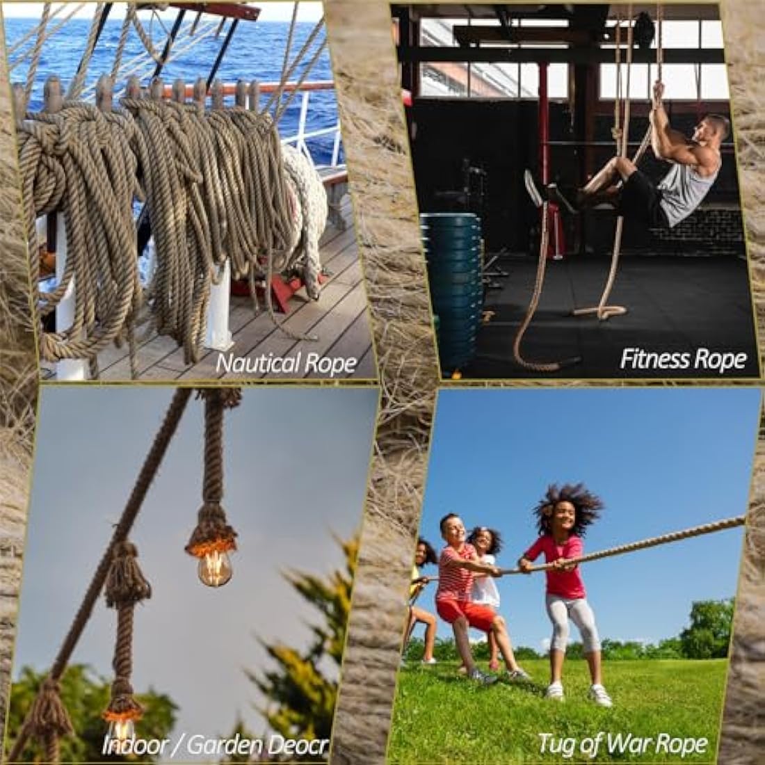 Aoneky Jute Rope - 20/25/30/40mm Heavy Duty Twisted Natural Hemp Rope for Garden, Tug of war, Nautical, Cat Scratching Post, Chandelier, Climbing Hammock and DIY Art Ideas for Decorate (16mm /15m)