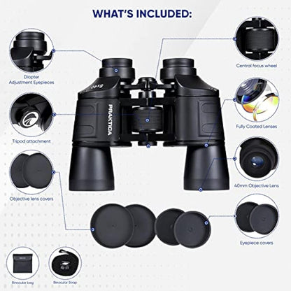 Praktica Falcon 8x40mm Porro Prism Field Black Binoculars - Fully Coated Lenses, Sturdy Construction, Aluminium Chassis, Sharp Clear Image, Bird Watching, Sailing, Hiking, Sightseeing, Astronomy