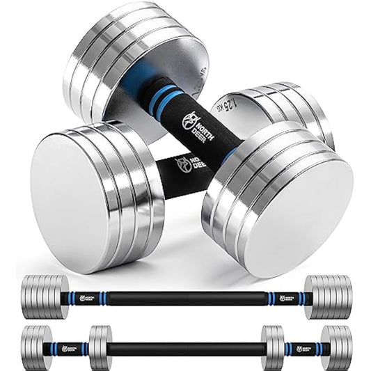 Northdeer Dumbbell Barbell Set 10kg Pair - 2.5kg 3kg 5kg 5.5kg 7.5kg 8kg 10kg - Adjustable Dumbbells V2.0 with Barbell Home Gym Workout