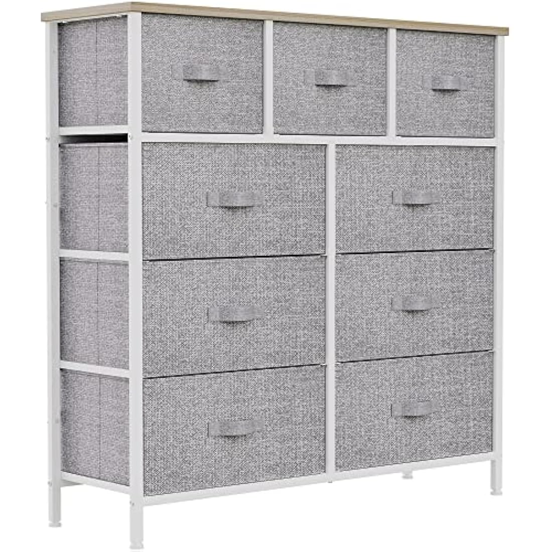 YITAHOME Wide Chest of Drawers with 9 Drawers, Fabric Dressers with Easy Pull Handle,Sturdy Steel Frame,Storage Drawers for Bedroom, Closet, Clothes, Light Grey