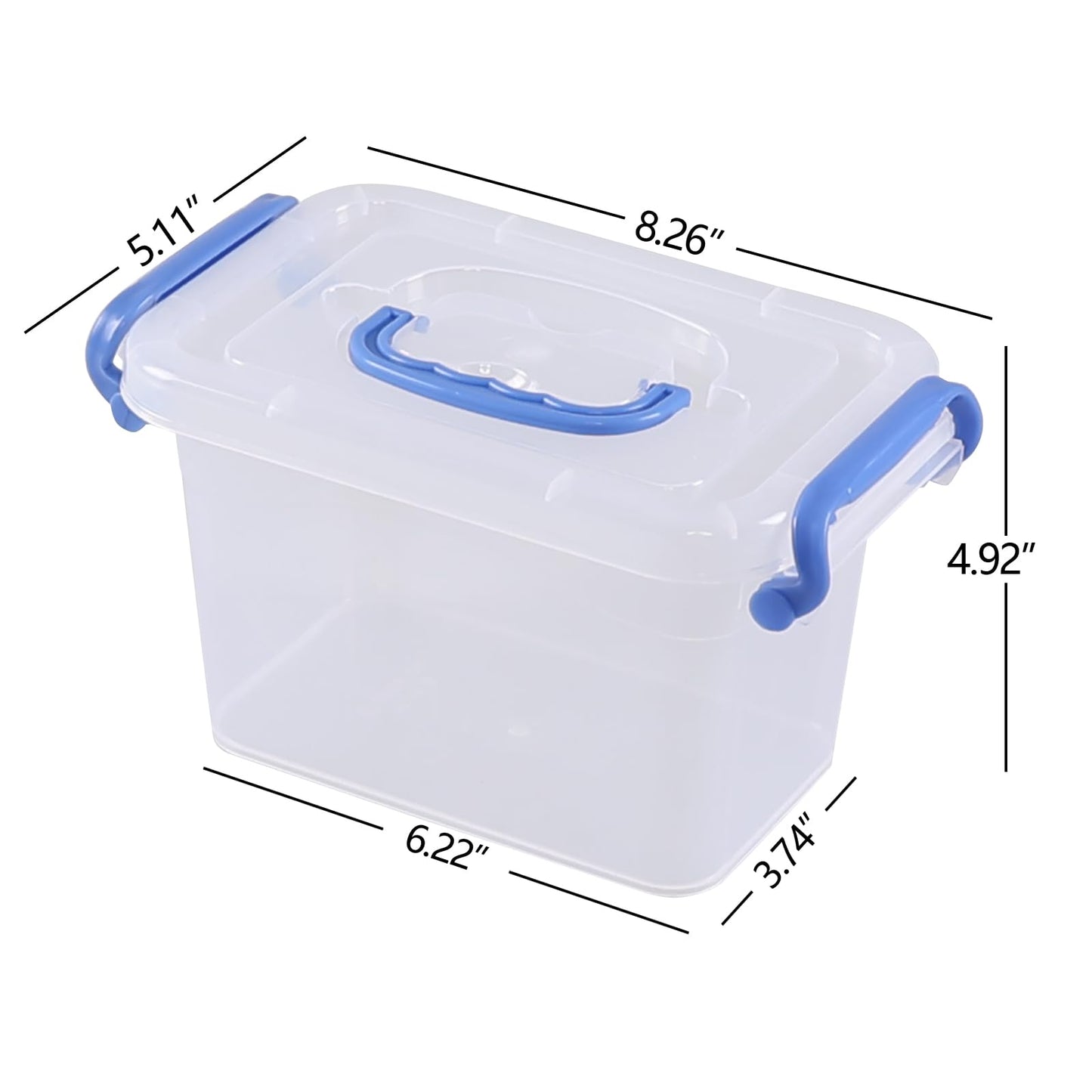 Lasbily 6 Packs 1.5 L Plastic Storage Boxes with Lid, Small Clear Stackable Box for Shelves, Stationery, Desk Supplies
