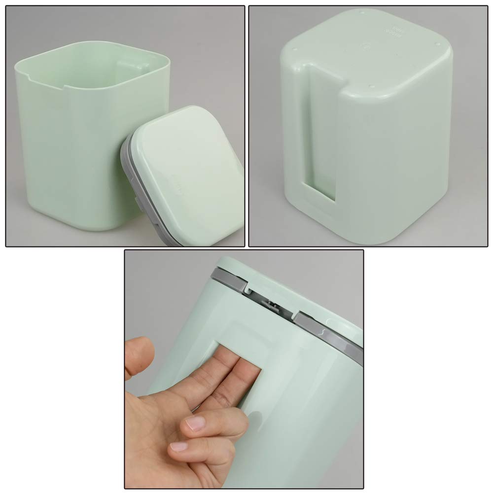 Gitany Push-button Mini Desktop Dustbin with lid, Small Trash Bin (Green)