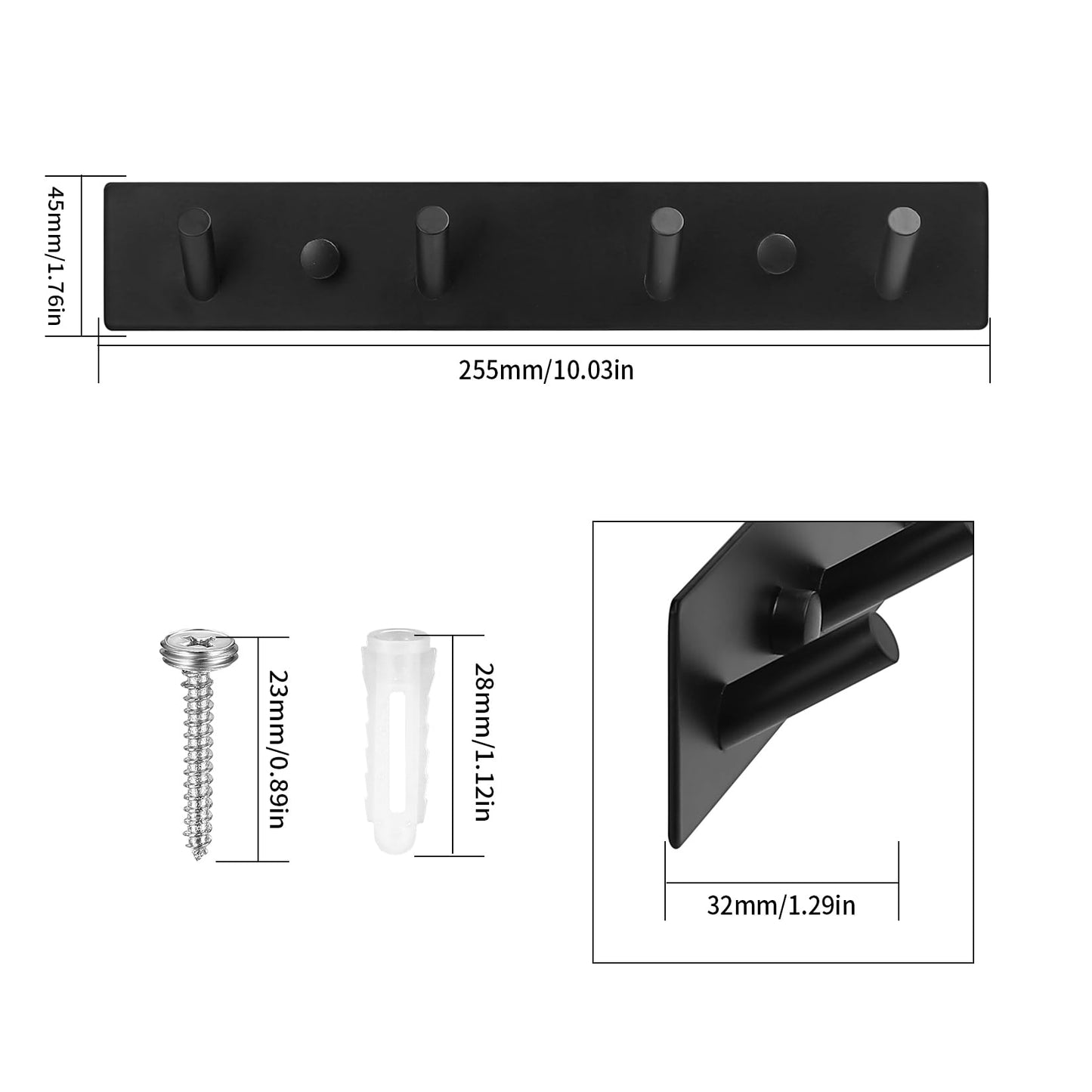 SZZHIYONG Coat Hooks Wall Mounted, Black Coat Hangers Coat Rack Wall Mounted, Heavy-Duty Stainless Steel Coat Hooks for Wall