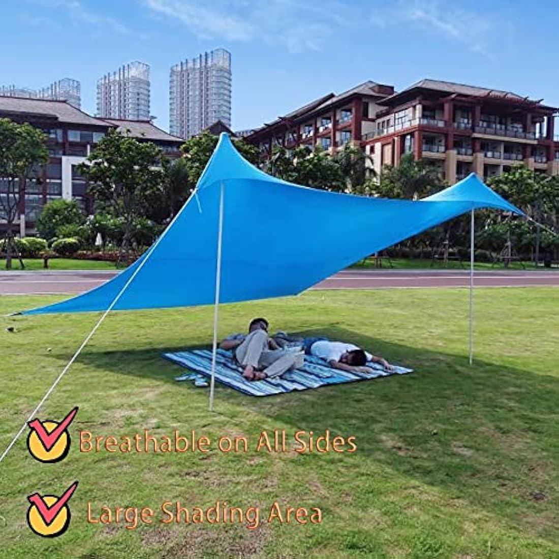 Beach Tent Anti UV Adult Child Ventilation Shelter Family Beach Large Sunshade Portable Canopy (Blue, M)