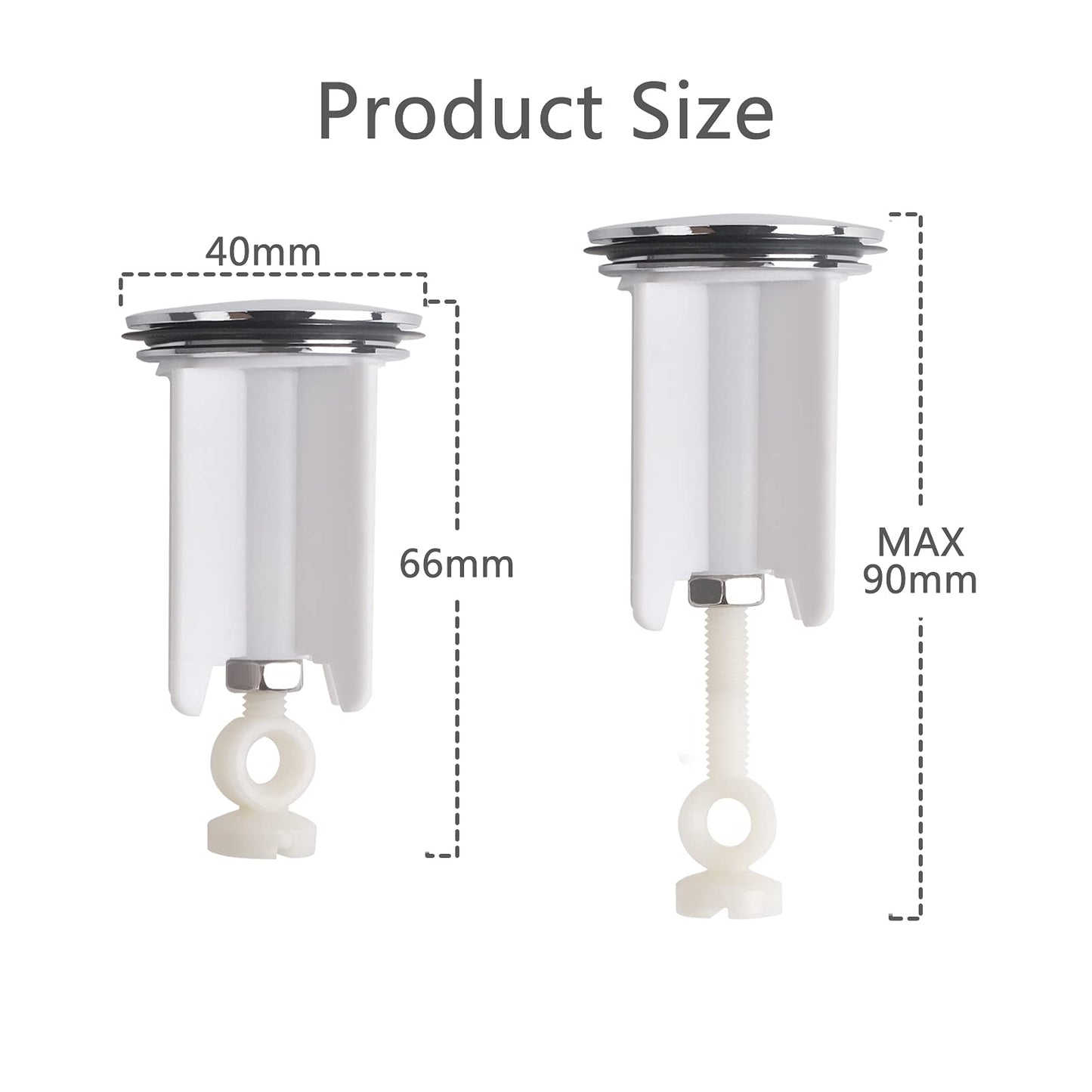 HUASHENG Universal Sink Plug, 40mm Bathroom Basin Sink Plug Replacement Drain Pop-Up Plug Height Adjustable Bathroom Plugs for Bathroom Kitchen All