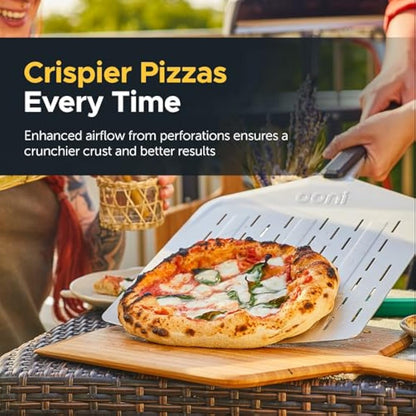 Ooni 14” Perforated Pizza Peel – Long Handle Perforated Aluminium Pizza Paddle – Lightweight Pizza Turning Peel Outdoor Pizza Oven Accessories
