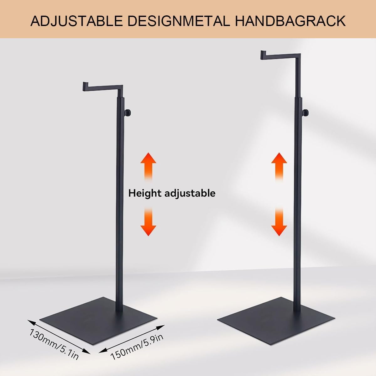 OUYULAI 2 Pack Metal Adjustable Bag Stand Rack Single Hook Holder For Boutique Store, Purses Wig Jewelry Bags Handbag Display Stand Holder (White)