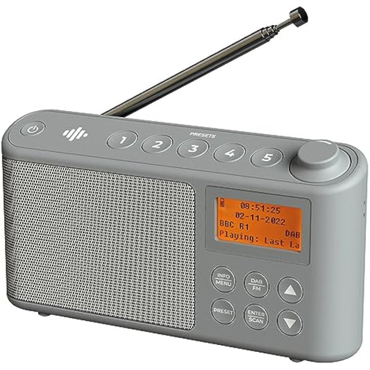 DAB Radio Portable, DAB Plus/DAB Radio, FM Radio, Small Radio, Portable Radios Mains and Battery, USB Charging for 15 Hours Playback, Large LCD Display (Spectrum by iBox)