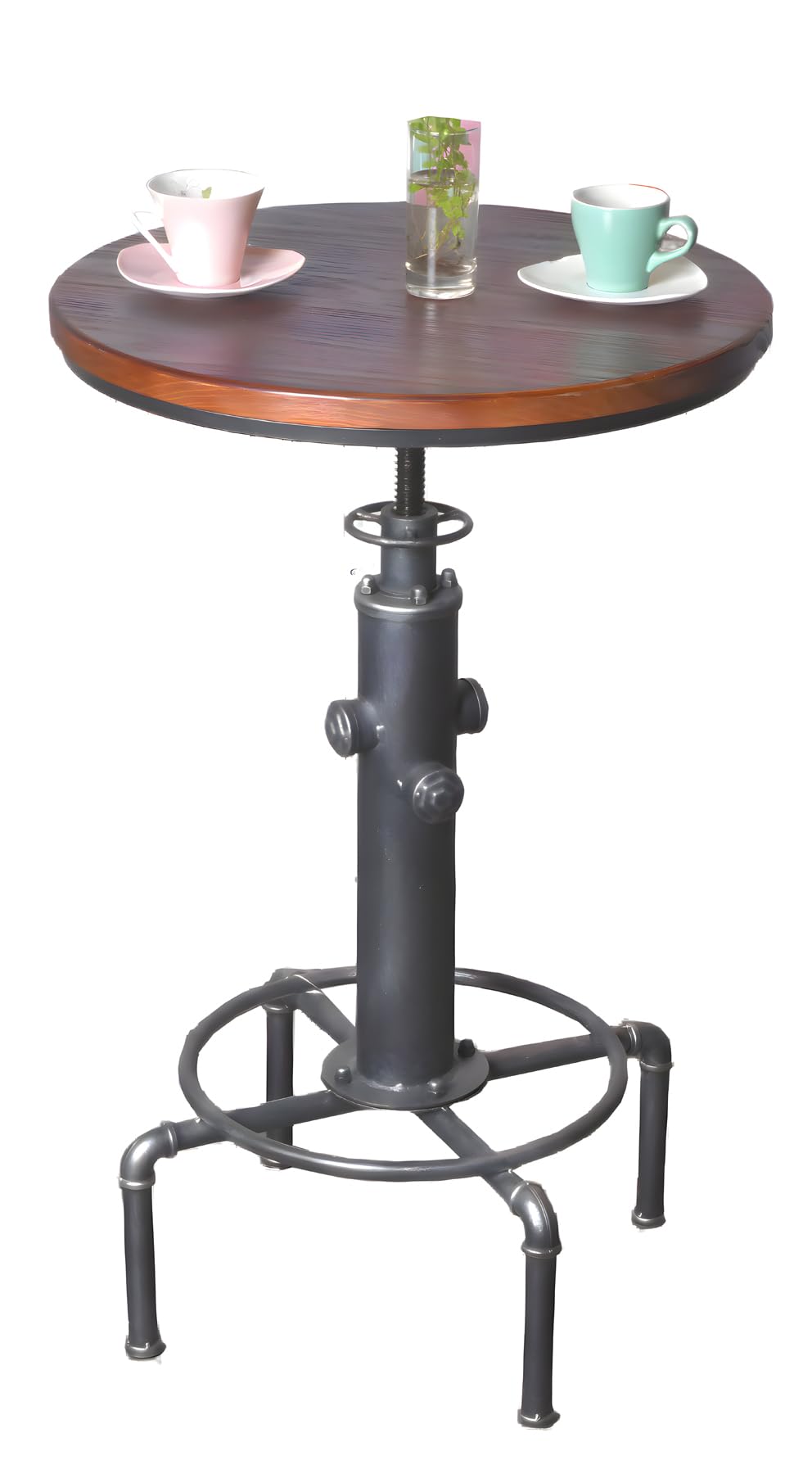 Topower Industrial Bar Table 31.5-41.3" Adjustable Pub Table Kitchen Dining Coffee Bistro Table Silver