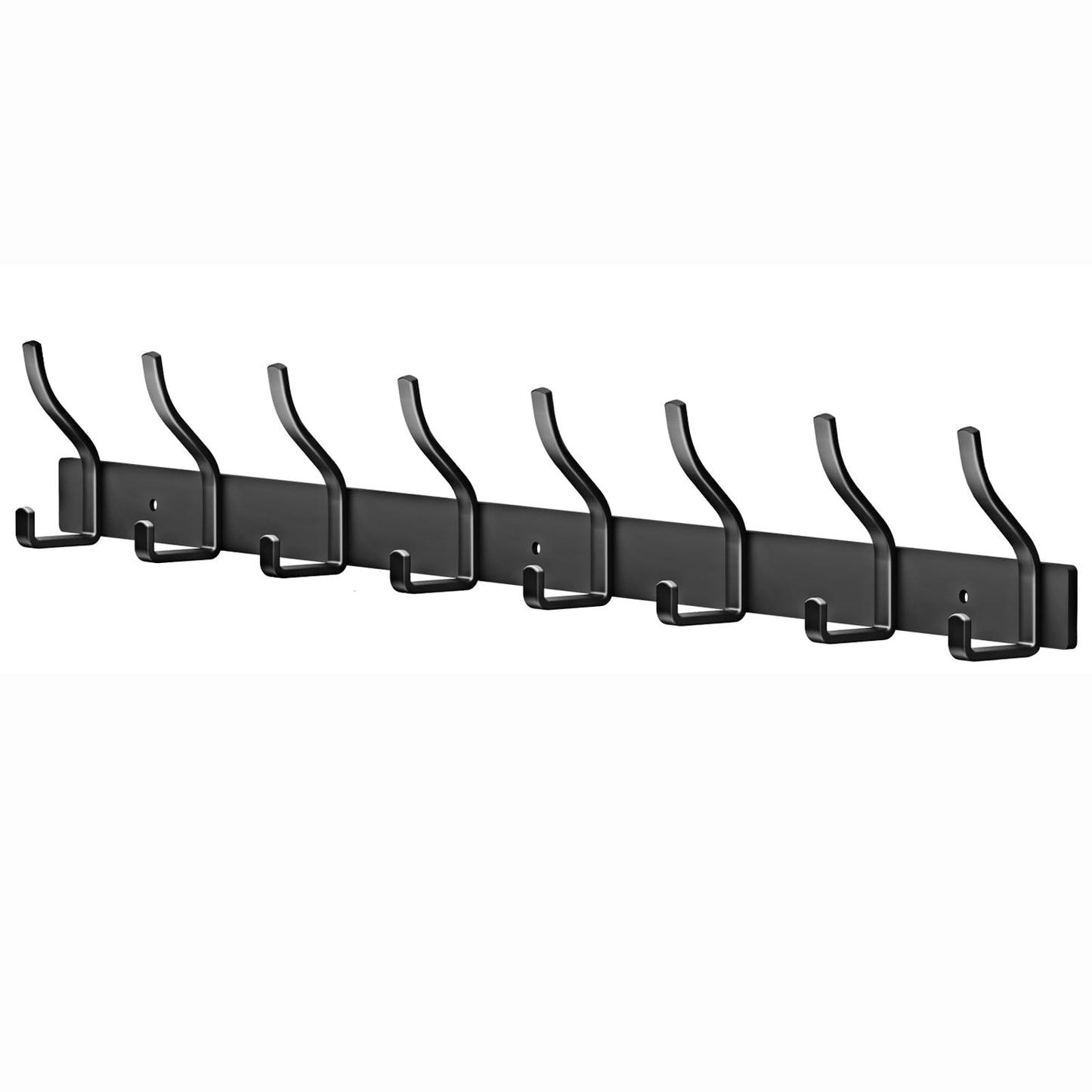 MEIJO Coat Hooks Wall Mounted Stainless Steel, Black Coat Rack Wall Mounted with 8 Hooks Heavy Duty Coat Hooks for Door, Bathroom, Bedroom, Kitchen