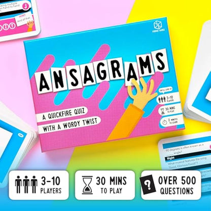 Format Games Ansagrams Trivia Card Game | A Quick-Fire Quiz With A Wordy Twist | 3 Players + | Ages 12+ | 500 Questions | 30 Minute Play