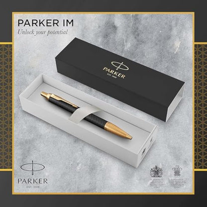 Parker IM Ballpoint Pen | Premium Black | Medium Point Blue Ink | Gift Box