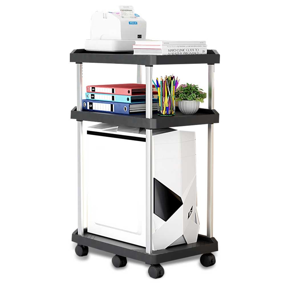 Niciksty 3 Tier Mobile CPU Tower Stand with Wheels, Black