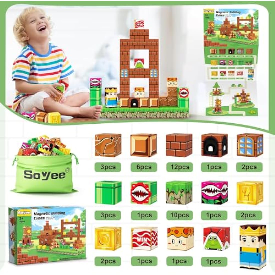 Magnetic Blocks Building Toys - Build Mine Magnet World Set, Magnet Toys for Boys & Girls Ages 5-7, Buildable Game Elements Gifts Toys for 3+ Year Old Boys & Girls