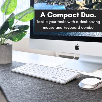 Macally USB Wired Keyboard and Mouse Combo for Mac and PC - Save Space with a Compact Small Mac Keyboard and Mouse for MacBook Pro/Air, iMac, Mac Mini/Pro - Compatible Apple Keyboard and Mouse