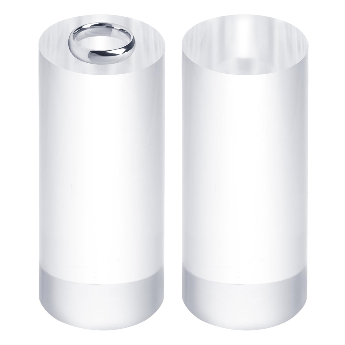 sourcing map 2pcs Acrylic Cylinder Display Blocks, 40 x 100 mm/1.6" x 3.9" Clear Jewelry Display Base Polished Cube Riser Stand Display Holder Base