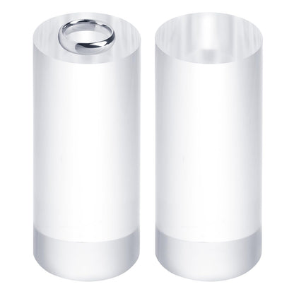sourcing map 2pcs Acrylic Cylinder Display Blocks, 40 x 100 mm/1.6" x 3.9" Clear Jewelry Display Base Polished Cube Riser Stand Display Holder Base