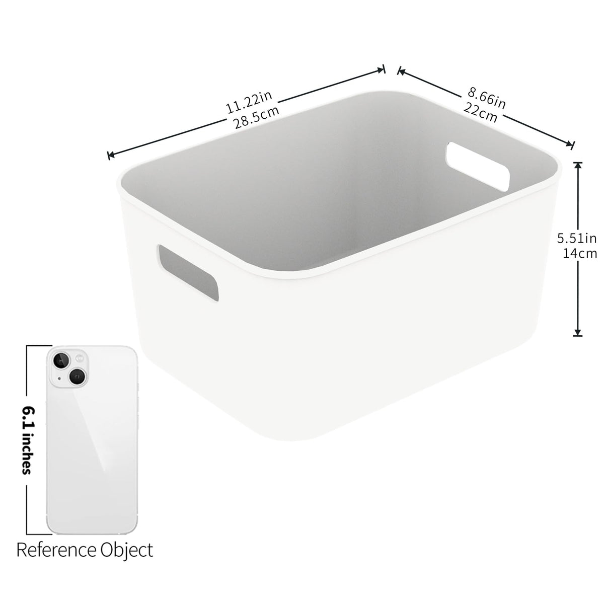Cetomo 8L*4 Storage Basket, Plastic Open Storage Box, Containers for Shelves, Organizers with Handles for Office, Countertops, Cabinets, PP, BPA Free