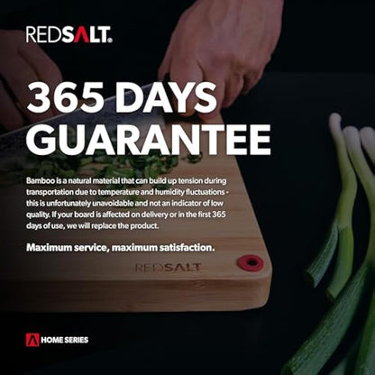 REDSALT® Innovative Organic Bamboo Wooden Chopping Board, Set of 3, Non-Slip, 38 x 26, 32 x 22, 26 x 18 cm Wooden Sustainable Kitchen Board Reversible Antibacterial Deep Juice Groove, FSC Gift BBQ