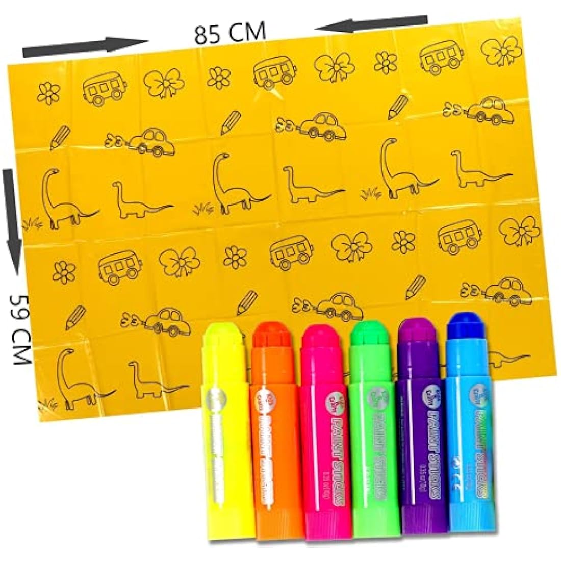 Paint Sticks for Children – 24 Washable Mess-Free Painting & Colouring with Free Mat – Non-Toxic, Fast-Drying Art Set for Kids & Toddler Activities