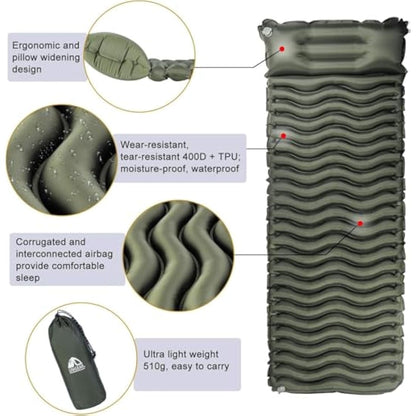 Unigear Ultralight Inflatable Sleeping Pad, Compact Air Camping Mat,Lightweight Camping Mattress for Backpacking, Hiking and Traveling, 187cm(L) x66cm(W) x5.5cm(H)