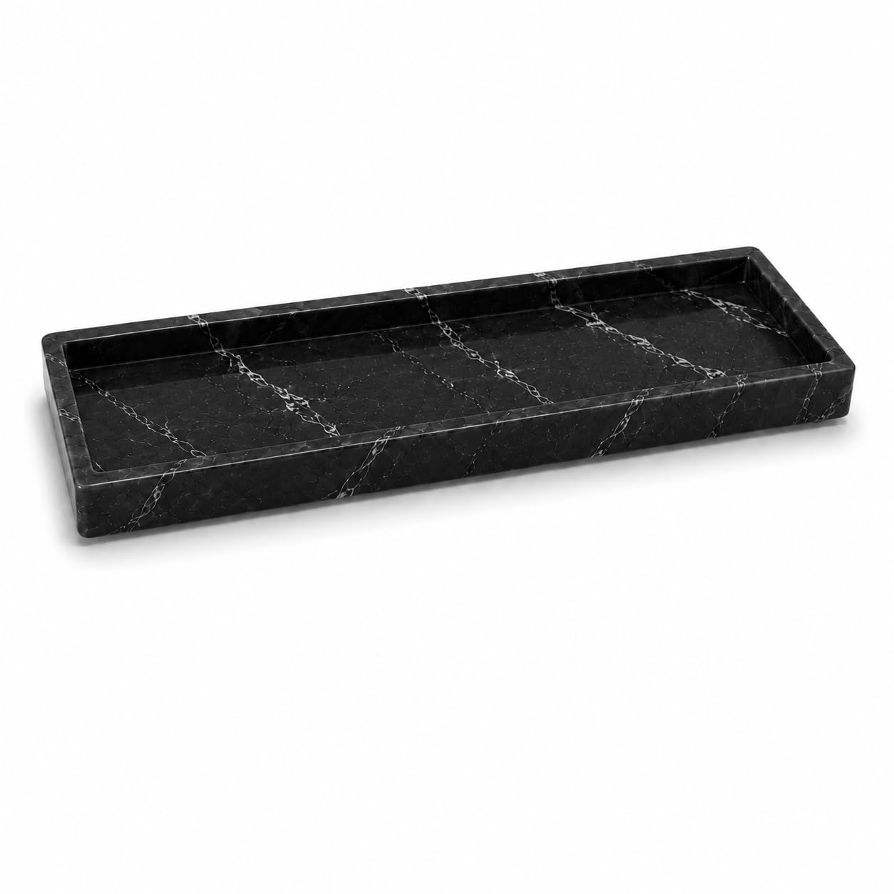 Flexible Silicone Marble Tray for Bathroom & Vanity Countertops - Rectangular Storage Organiser for Perfumes, Cosmetics, Jewellery